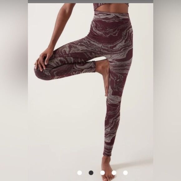 Athleta Aurora Shine High Waist Compression Tight Legging Spiced Cabernet, Sz XL - Picture 2 of 8